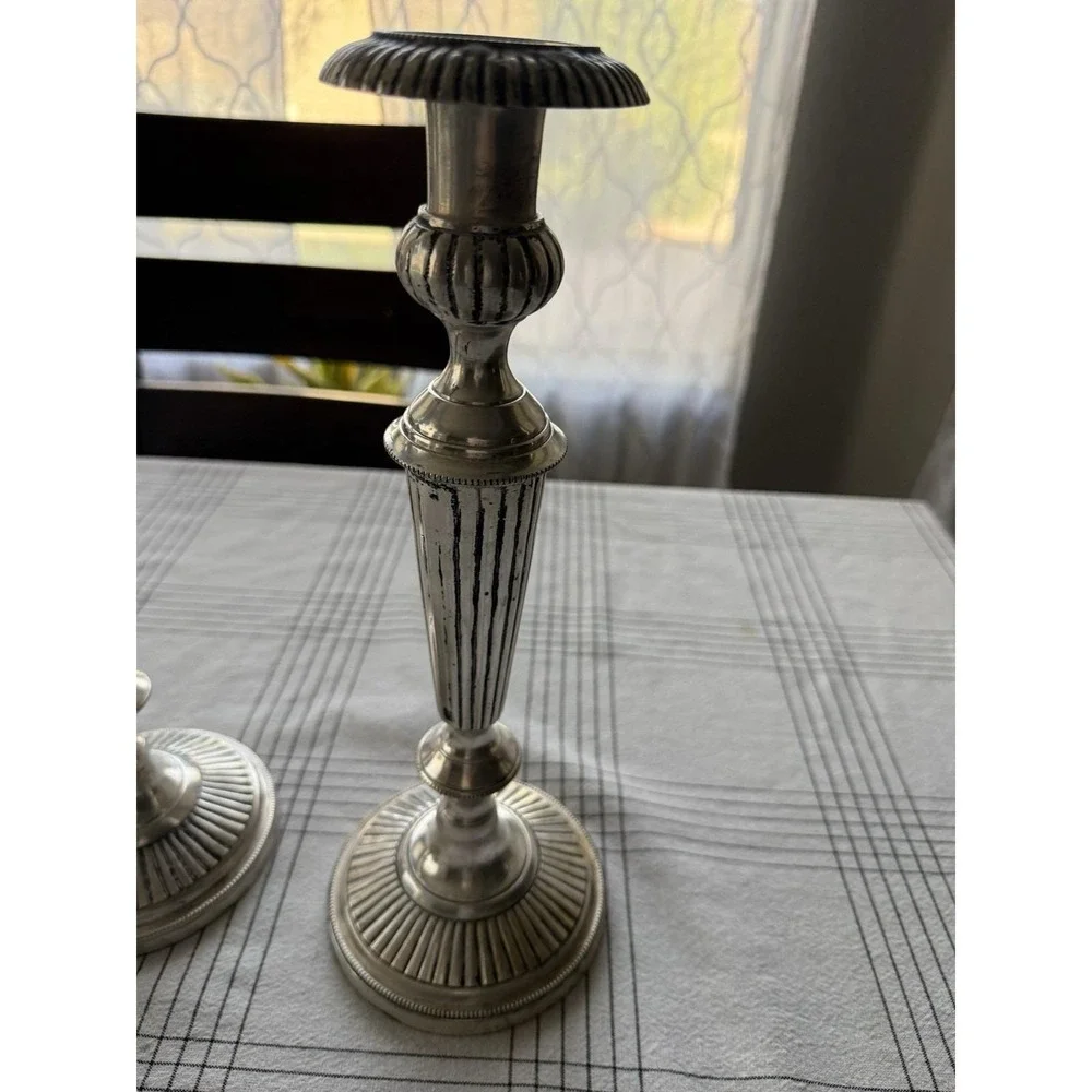 Pair of Indian Made Silver Plated Candle Holders 13